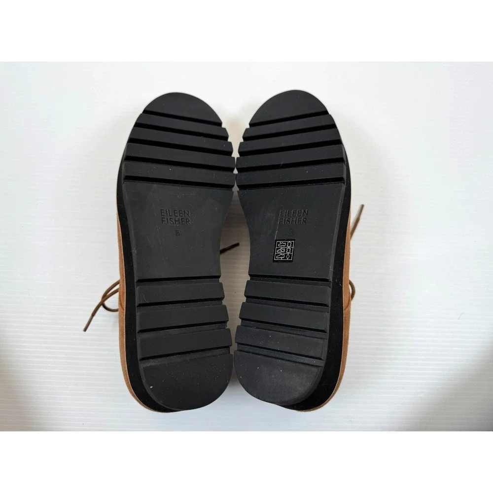 Eileen Fisher Eddy Suede Platform Oxford Shoes Women 8 EUC Lace-up Leather Wedge